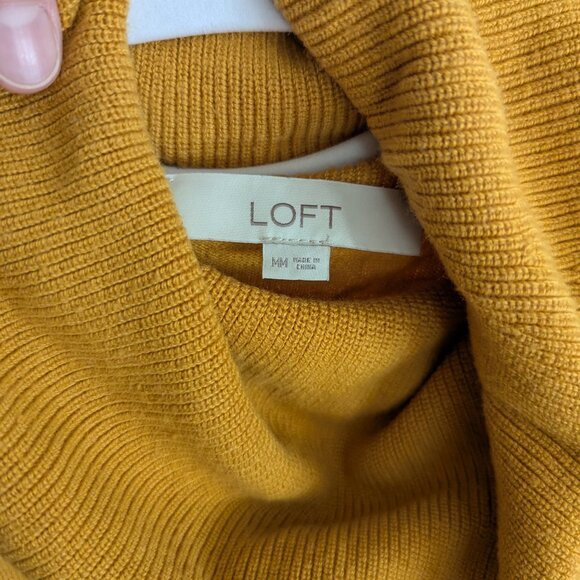 Loft Maternity Cowl Neck Sweater Mustard - Picture 3 of 3